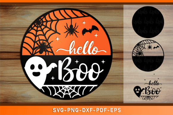Download Hello Boo, Round Door Hanger Sign SVG - Door hanger sign Collection