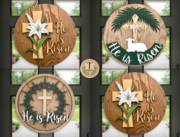 Download Christian Easter Door Sign Laser Cut Svg - Easter door sign Collection