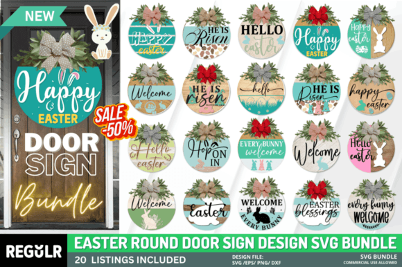 Download Easter Door Sign Svg Bundle - Easter door sign Collection